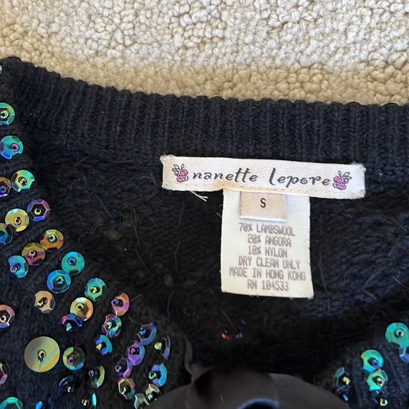 Nanette Lepore size small shrug/cardigan, fully embellished, silk tie front nwot - Picture 2 of 6